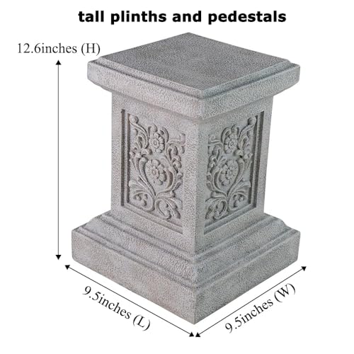 Classic Statuary Stand Outdoor Pedestal Sculpture Decor Plinth Base Riser, Garden or Home Resin Statuary Pedestal, 12.6" Tall, 7.3 Pounds