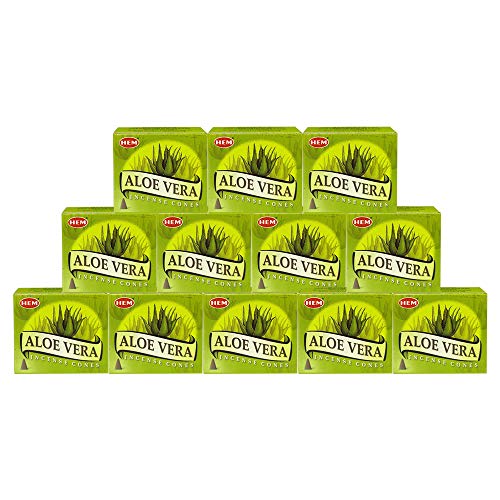 Aloe Vera Incense Cones and Cone Incense Burner Bundle Insence Insense Hem Incense - color: Aloe Vera