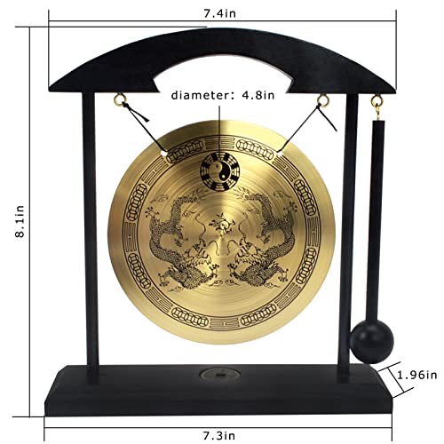 Fengshuibringluck Fengshui Gong I Ching Dragon Tai Chi Meditation Desktop Decoration, Gold, 8.58 x 7.54 x 2.13 in, FH1302 - color: Gold