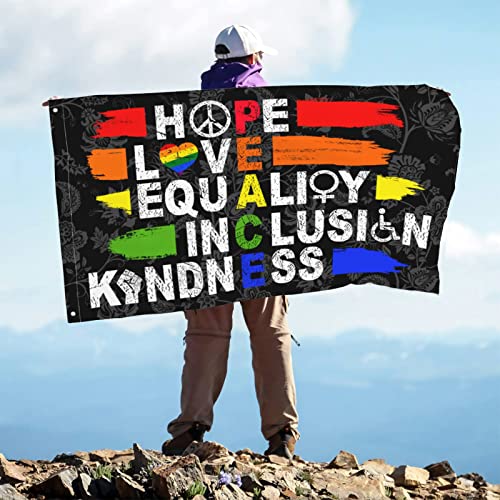 Hope Love Equality Inclusion Kindness Peace Flag 3x5 Ft Outside Outdoor - color: Peace 3, size: 3 x 5 ft