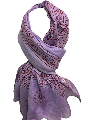 Om Ohm Mantra Yoga Meditation Cotton Altar Cloth Prayer Shawl Tapestry Large - color: Lilac
