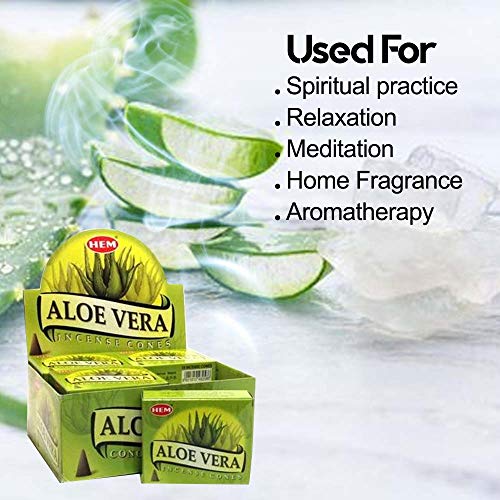 Aloe Vera - Case of 12 Boxes, 10 Cones Each - HEM Incense From India