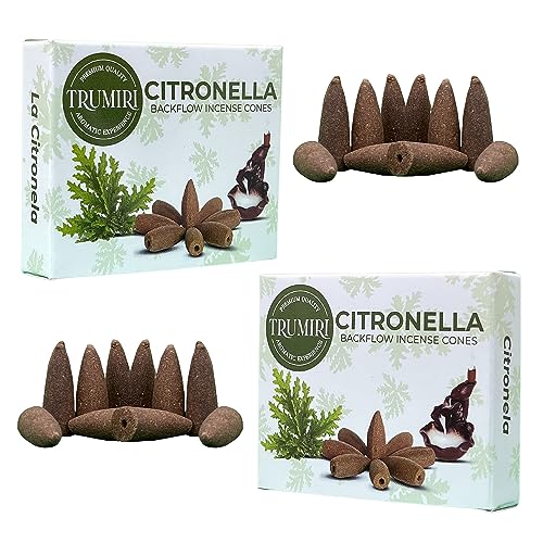 TRUMIRI Citronella Backflow Incense Cones - 20 Cones, 2 Packs of 10, Waterfall Incense Cones - color: Citronella, size: Pack of 2 (20 Cones)