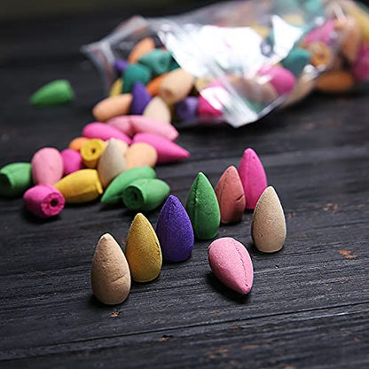Zen Life 150 PCS Backflow Incense Cones Mixed Natural Scents - Sandalwood-Osmanthus-Rose-Lavender-Jasmine for Relaxation, Purification, Meditation, Yoga Gift
