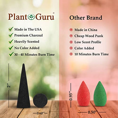 Japanese Cherry Blossom Charcoal Incense Cones 2" TOPFLOW - 60 Pack - Natural Scented Cones Handmade Hand Dipped