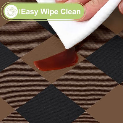 Smiry Picnic Table Cloth, Vinyl Tablecloths with Flannel Backing, 52"x70" - color: Black & Brown, size: 70" x 52" (Rectangular)
