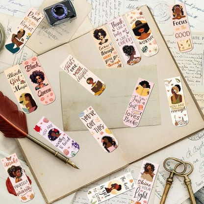Wxiben 30 Pcs Black Girl Magnetic Bookmark Black Women Book Mark Page Clip - style: Black Girl