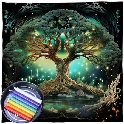 Trees of Life Altars Cloth Tarots Cards Tablecloth Divinations Cards Table Cloth Square Tapestry Witchcrafts Supply