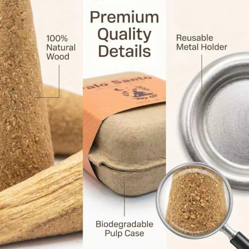 Palo Santo Incense Cones 30 Count, Include 2 Metal Dishes