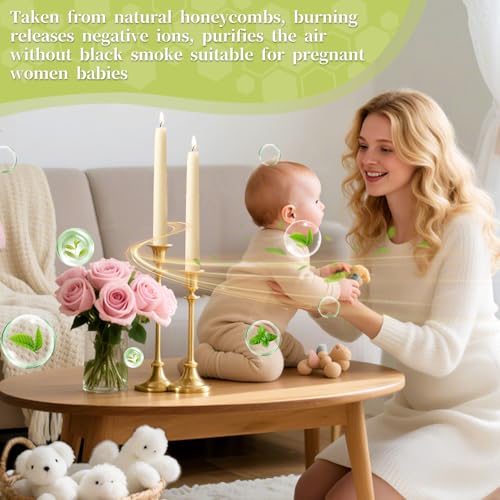 White Beeswax Taper Candles,10 Inch,12 Pack, Non-Toxic, Up to 8 Hours - color: White, size: 8in-8pcs