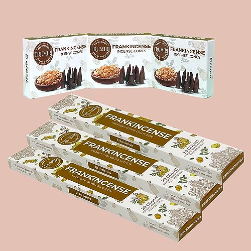 Frankincense Scented Incense Sticks & Incense Cones Combo Pack - 60 Insence-Sticks + 30 Insence Cones - Inscense - Incense Cones Scented - Insents - color: Frankincense