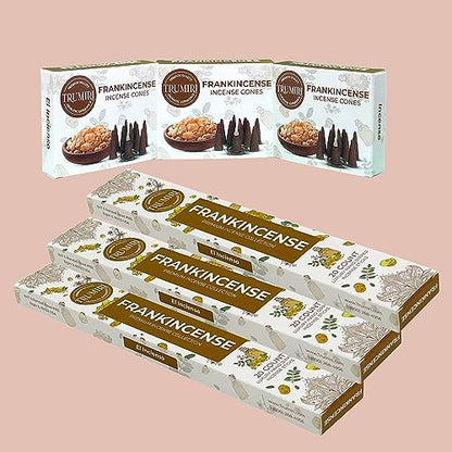 Frankincense Scented Incense Sticks & Incense Cones Combo Pack - 60 Insence-Sticks + 30 Insence Cones - Inscense - Incense Cones Scented - Insents - color: Frankincense