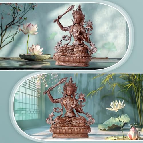 Manjusri Buddha Statue Pure Copper Handmade Zen Meditation Decor - color: Manjusri