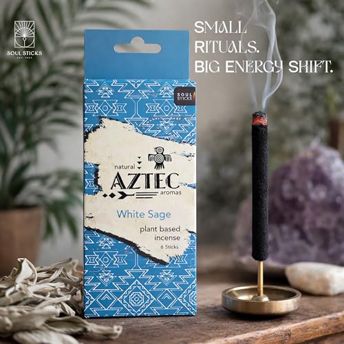 Soul Sticks Aztec Cinnamon Resin Incense Sticks, 90 Hrs Burn Time – 100% Natural, Hand-Rolled & Slow-Burning 6 Pcs| Artisan Blend for Yoga, Meditation, Relaxation, Aromatherapy (WhiteSage) - color: White Sage