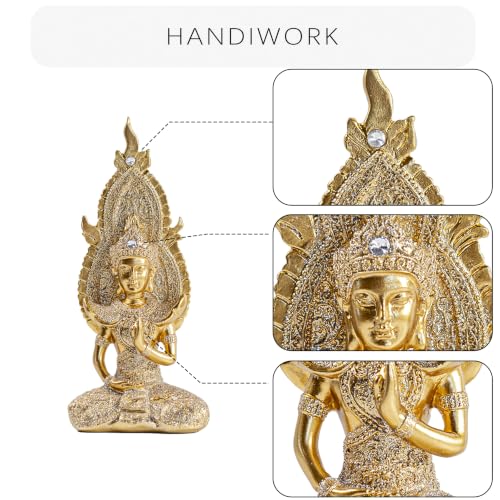 Buddha Statue, Golden, 7.87in Resin