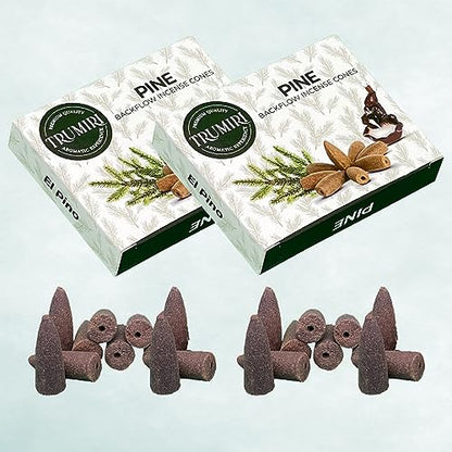 Pine Backflow Incense Cones - Dual Pack of 10 Cones - Waterfall Effect - color: Pine, size: Pack of 2 (20 Cones)