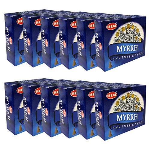Myrrh Incense Cones and Cone Incense Burner Bundle Insence Insense Hem Incense - color: Blue a