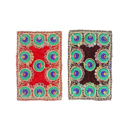 Set of 6 Mat Aasan Pooja Cloth God Idol Puja Temple Altar Cloth (6"X4") - color: Red, Yellow, Blue, Green, Brown and Orange