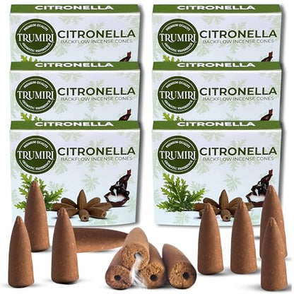 Citronella Backflow Incense Cones - 60 TotalIncense Waterfall Cones - 6 Packs (10 Each) - color: Citronella, size: Pack of 6 (60 Cones)