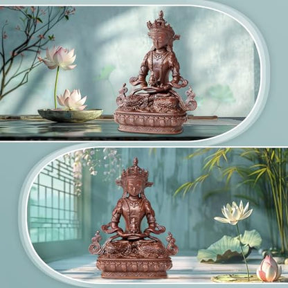 Amitayus Buddha Statue Pure Copper Handmade Zen Meditation Decor - color: Amitayus
