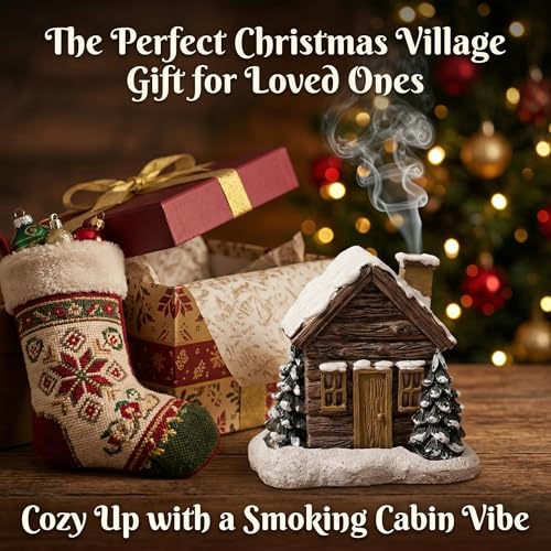 Log Cabin Incense Burner, Christmas Village Houses Incense Burner, Resin Home Incense Cone Burner with 2 Incense Cones, Aromatherapy Diffuser Home Tabletop Decorations