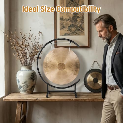 18 Inch Chinese Percussion Instrument Copper Gong with C Stand & Mallet Percussion Instrument for Home Decor Housewarming Blessing