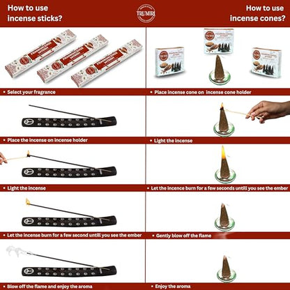 Frankincense Myrrh Scented Incense Sticks & Incense Cones Combo Pack - 60 Insence-Sticks + 30 Insence Cones - Inscense - Incense Cones Scented - Insents - color: Frankincense Myrrh