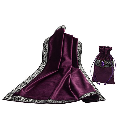 BLESSUME Witch Altar Tarot Table Cloth for Reading Divination Square Cloth Pouch Purple - color: Purple