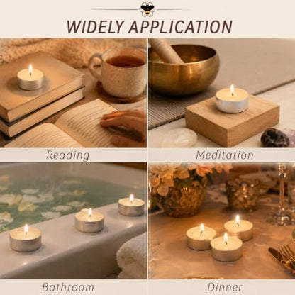 40 Pack White Pure Beeswax Tealight Candles, Premium Aluminum Cup Design, 4 Hours Stable Burn, Smokeless Dripless Unscented Tea Lights for Church, Holiday, Party - color: White, size: 40