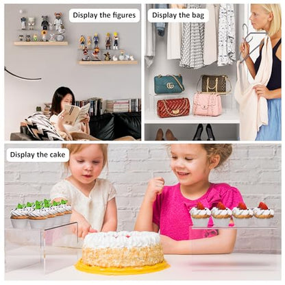 Sezanrpt Acrylic Shelf Riser 12x5.9x6 pack of 2, Large Acrylic Risers for Desserts, Cupcake, Toys, Collectibles, Merchandises, 12x5.9x6 Inch - color: Clear, size: 12x5.9x6 Inch