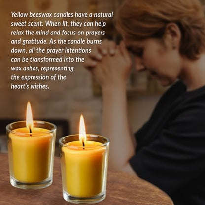 16PCS Beeswax Votive Candles, 12H Burn, Prayer & Memorial, Unscented - color: Raw