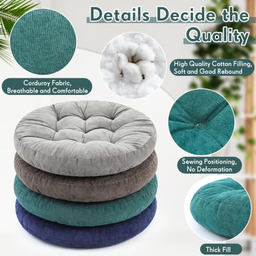 Jerify 4 Pcs Dark Green Large Floor Pillow Cushion, Round 22 x 22 - color: Dark Green, size: Round 22 x 22