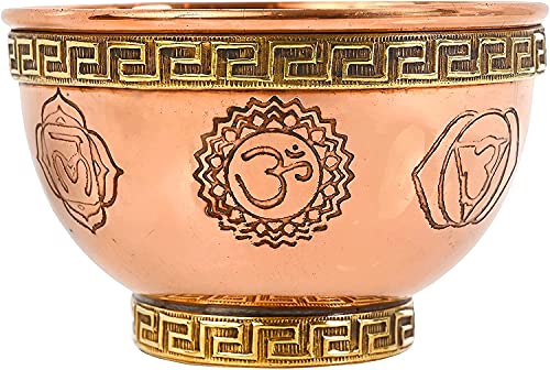Seven Chakras Copper Offering Bowl 3", Great for Altar use, Ritual use, Incense Burner, smudging Bowl, Decoration Bowl, offering Bowl - New Age Imports, Inc. (Seven Chakras) - style: Seven Chakras