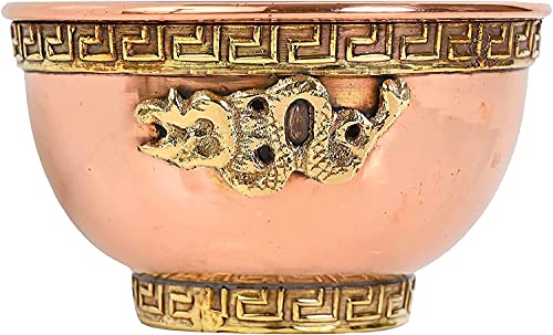 Tibetan Dragon Copper Offering Bowl 3" - Great for Altar & Ritual Use, Incense Burner, Smudging Bowl - New Age Imports, Inc. - style: Tibetan Dragon