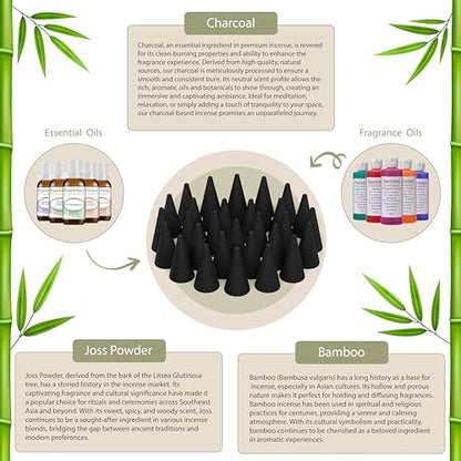 Frankincense Charcoal Incense Cones 1" TOPFLOW - 100 Pack Bulk - Natural Scented Cones Handmade Hand Dipped