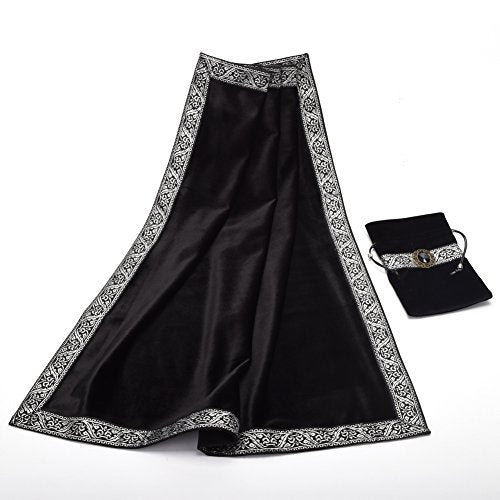 BLESSUME Altar Tarot Table Cloth for Reading with Pouch Black - color: Black