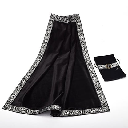 BLESSUME Altar Tarot Table Cloth for Reading with Pouch Black - color: Black