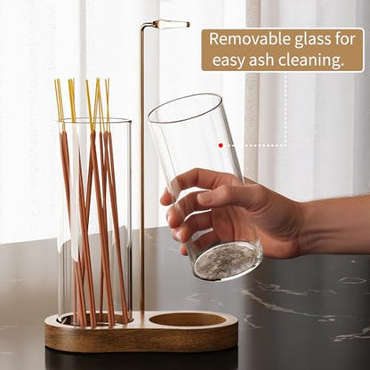 2 in 1 Incense Holder for Sticks with Glass Ash Catcher, Anti-Ash Flying Upside Down Insence Stick Burner, Modern Vertical Inscents-Sticks Holder for Yoga Spa Meditation Home Decor - size: Double Cup