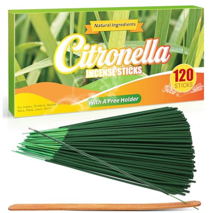 SCENTORINI Citronella Incense Sticks, 120 PCS Lemongrass Incense Sticks - size: 1 Count (Pack of 120)