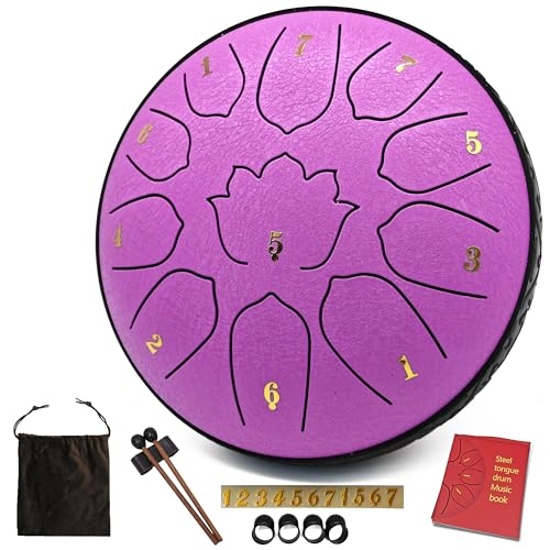 6.5-Inch Rain Drum for Outside & Garden, 11-Note Steel Tongue Drum - color: Lavender Purple, size: 6.5 Inch 11 Notes