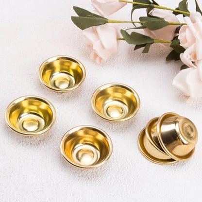 ZORZA 14Pcs Exquisite Tiny Copper Bowls Mini Buddhist Water Offering Bowls Meditation Smudge Supplies for Yoga Altars(Gold+Rosegold)