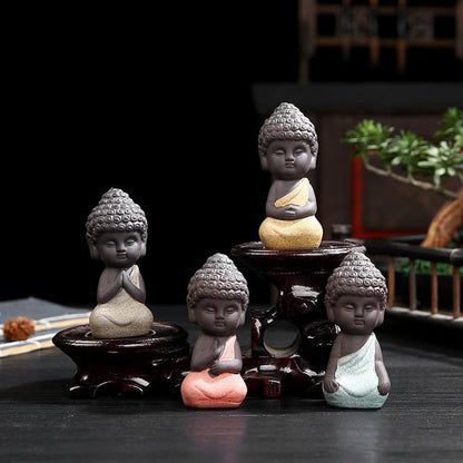 Buddha & Karma 4 Noble Truths Figurines - Mini Buddha Statue Set Representing Enlightenment & Peace - Handcrafted Mini Figurine Design Brings Peace to Any Space Add Buddha Figurine to Room Decor Today