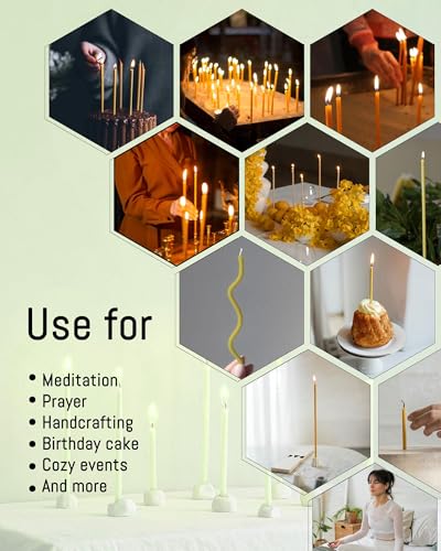 Viyffo 6.3 Inch Natural Beeswax Taper Candles 100 Pack Unscented - size: 6.3 Inch-100