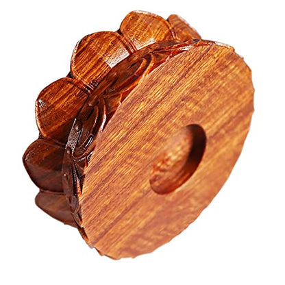 Circular Wooden Lotus Carved Base Rosewood Vase Teapot Lamp Display Stand - size: 3.3''Inside Diameter
