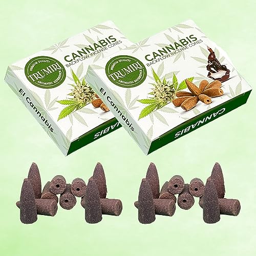 TRUMIRI Cannabis Backflow Incense Cones - Total 20 Incense Cones Waterfall - Dual Pack of 10 Incense Backflow Cones - Waterfall Incense Cones - Incense Waterfall Cones - color: Cannabis, size: Pack of 2 (20 Cones)