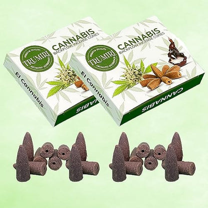 TRUMIRI Cannabis Backflow Incense Cones - Total 20 Incense Cones Waterfall - Dual Pack of 10 Incense Backflow Cones - Waterfall Incense Cones - Incense Waterfall Cones - color: Cannabis, size: Pack of 2 (20 Cones)