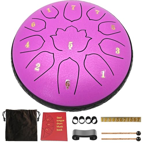 6.5-Inch Rain Drum for Outside & Garden, 11-Note Steel Tongue Drum - color: Lavender Purple, size: 6.5 Inch 11 Notes