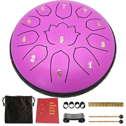 6.5-Inch Rain Drum for Outside & Garden, 11-Note Steel Tongue Drum - color: Lavender Purple, size: 6.5 Inch 11 Notes
