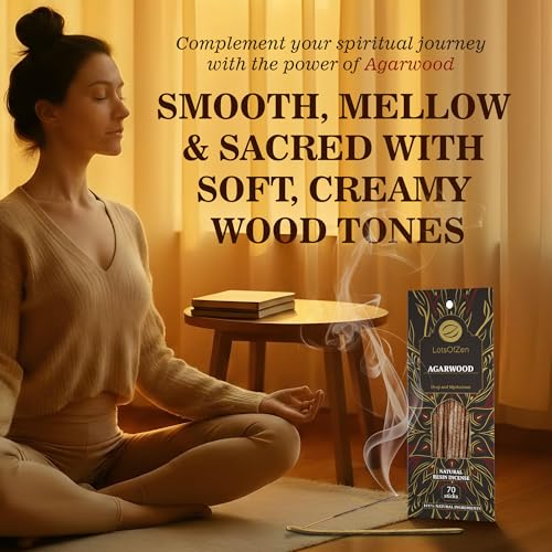 LOTS OF ZEN Agarwood Incense Sticks, Natural Oud Wood, 70 Count - color: Agarwood