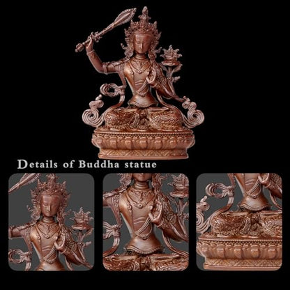 Manjusri Buddha Statue Pure Copper Handmade Zen Meditation Decor - color: Manjusri